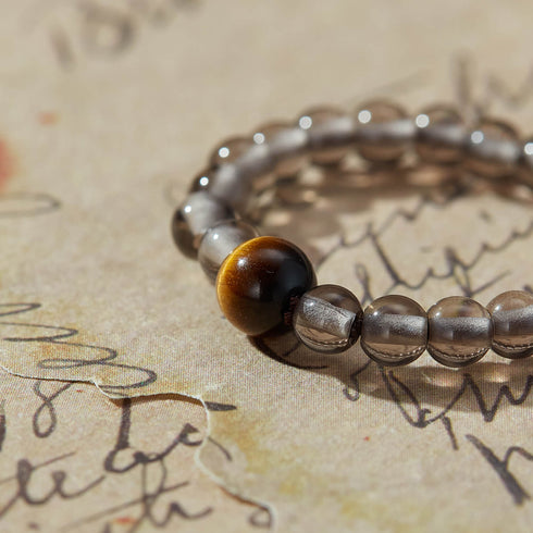 Smoky Quartz & Tiger Eye Healing Ring | Grounding & Courage Jewelry