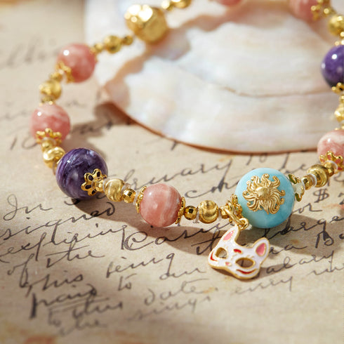 Colorful Gemstone & Gold - Accent Lucky Bracelet | Energy & Charm