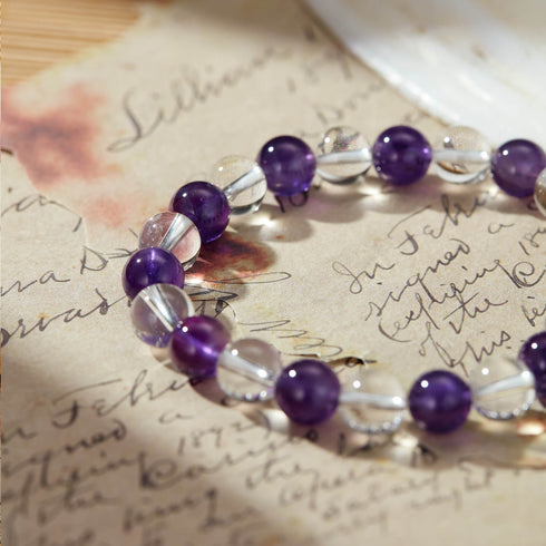 Amethyst & Clear Quartz Bracelet | Intuition & Clarity