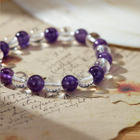 Amethyst & Clear Quartz Bracelet | Intuition & Clarity