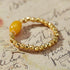 Gold - Beaded Yellow Agate Luck Ring | Prosperity & Vitality