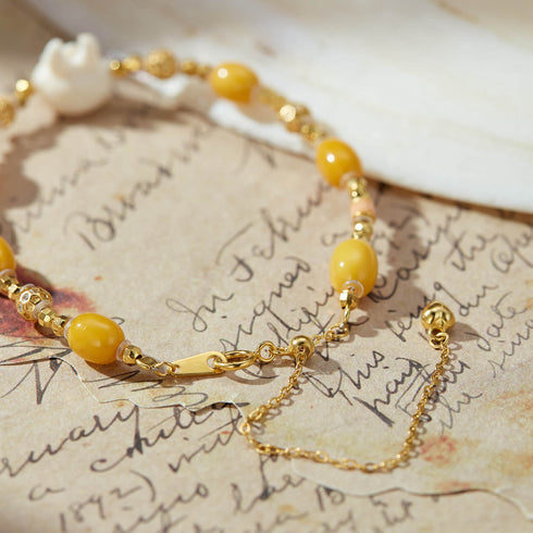 Citrine & White Bunny Charm Bracelet | Prosperity & Luck