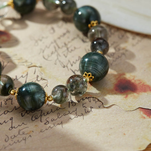 Green Phantom & Rutilated Quartz Bracelet | Growth & Prosperity Energy