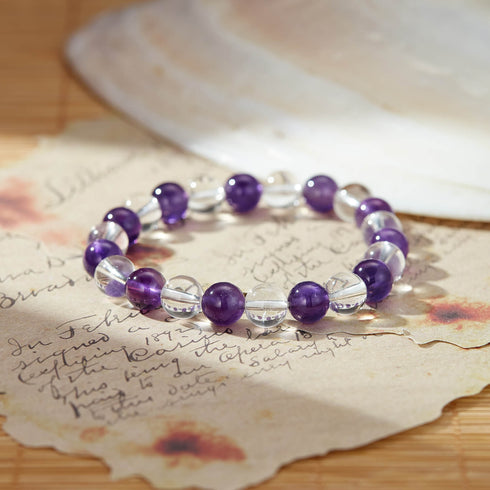 Amethyst & Clear Quartz Bracelet | Intuition & Clarity