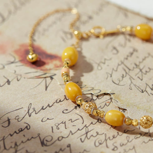 Citrine & White Bunny Charm Bracelet | Prosperity & Luck