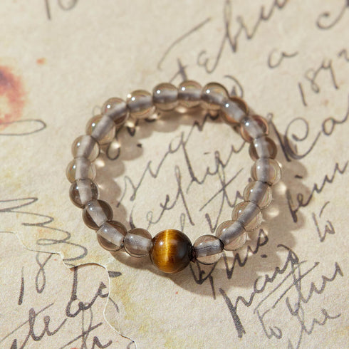 Smoky Quartz & Tiger Eye Healing Ring | Grounding & Courage Jewelry