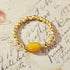 Gold - Beaded Yellow Agate Luck Ring | Prosperity & Vitality