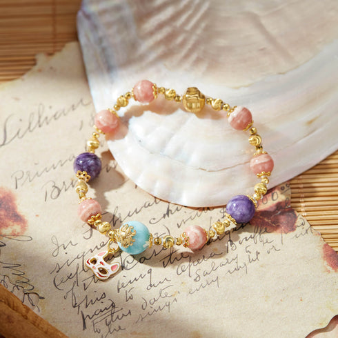 Colorful Gemstone & Gold - Accent Lucky Bracelet | Energy & Charm
