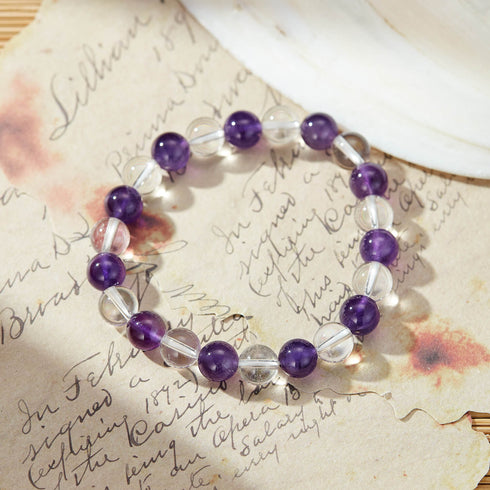 Amethyst & Clear Quartz Bracelet | Intuition & Clarity