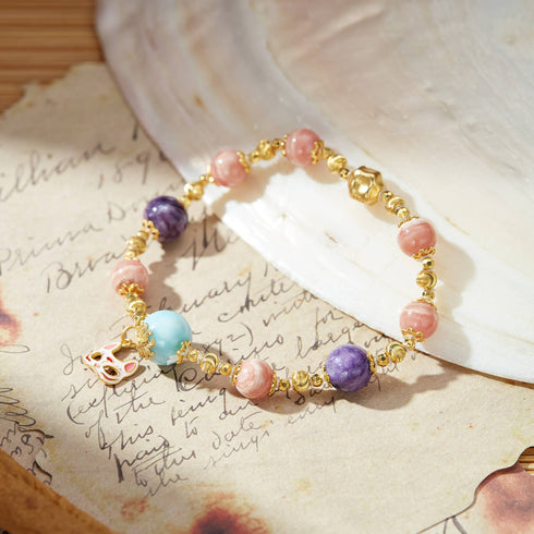 Colorful Gemstone & Gold - Accent Lucky Bracelet | Energy & Charm