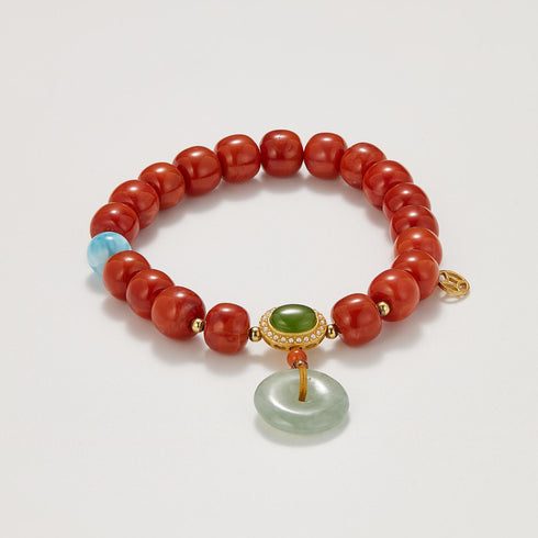 Red Agate & Jade Prosperity Bracelet | Energy & Healing