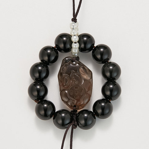 Black Obsidian & Carved Crystal Luck Phone Charm | Energy & Protection