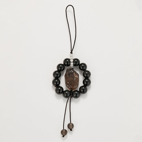 Black Obsidian & Carved Crystal Luck Phone Charm | Energy & Protection
