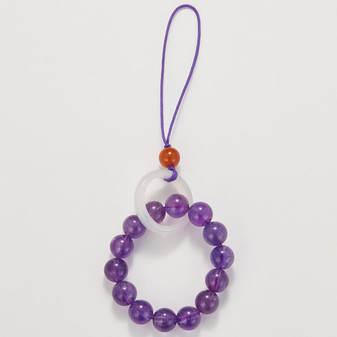 Amethyst & White Jade Circle Phone Charm | Energy & Serenity