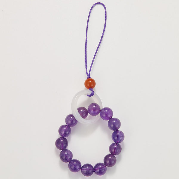 Amethyst & White Jade Circle Phone Charm | Energy & Serenity