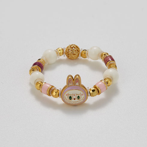 Enamel Bunny Charm Beaded Ring | Luck + Playful Energy