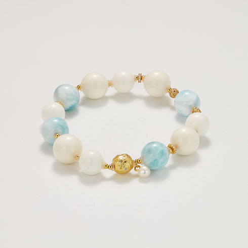 Larimar & White Shell Serenity Bracelet | Calm & Prosperity