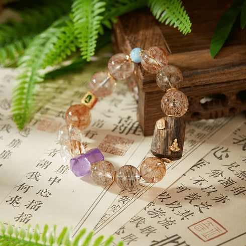 Rutilated Quartz & Mixed Gemstone Spiritual Bracelet | Energy & Serenity