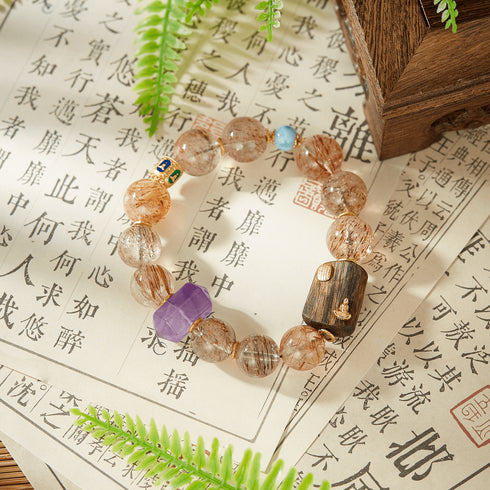 Rutilated Quartz & Mixed Gemstone Spiritual Bracelet | Energy & Serenity