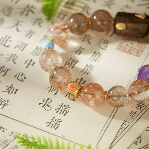 Rutilated Quartz & Mixed Gemstone Spiritual Bracelet | Energy & Serenity