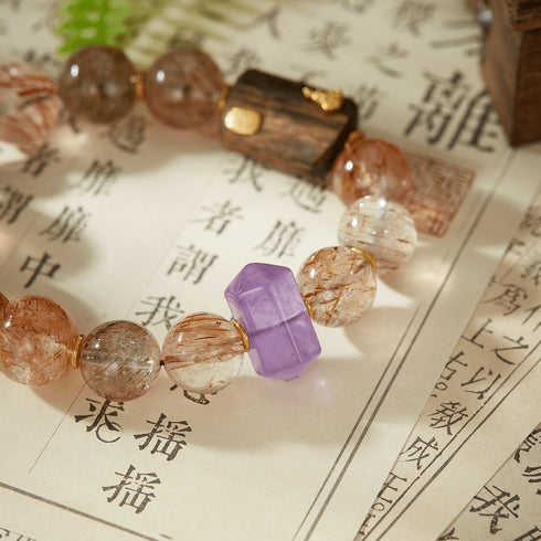 Rutilated Quartz & Mixed Gemstone Spiritual Bracelet | Energy & Serenity
