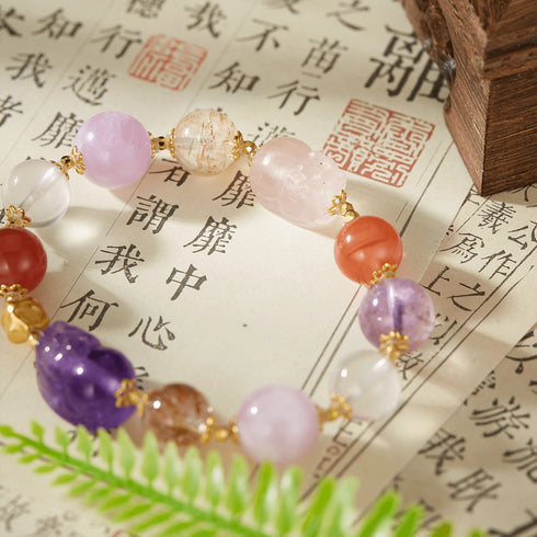 Colorful Gemstone & Pixiu Luck Bracelet | Love & Prosperity