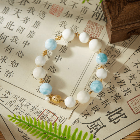 Larimar & White Shell Serenity Bracelet | Calm & Prosperity