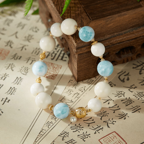 Larimar & White Shell Serenity Bracelet | Calm & Prosperity