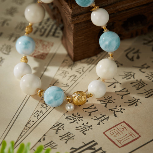 Larimar & White Shell Serenity Bracelet | Calm & Prosperity
