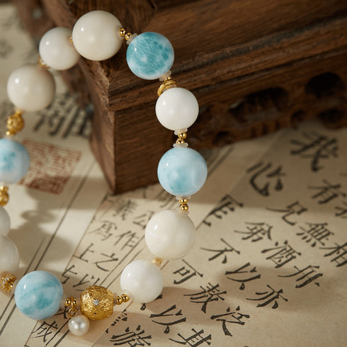 Larimar & White Shell Serenity Bracelet | Calm & Prosperity