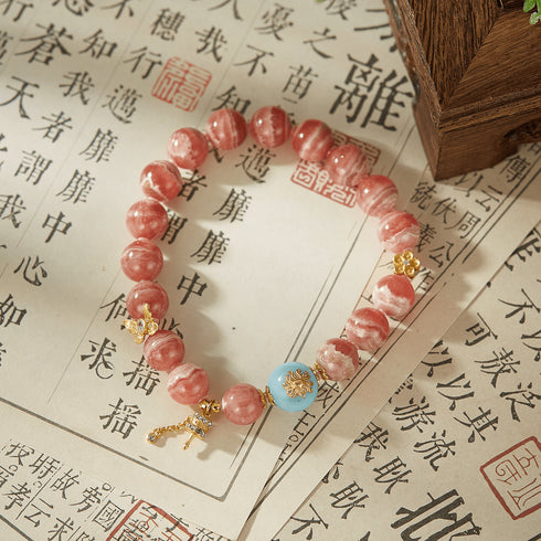 Rhodochrosite & Blue Gem Prosperity Bracelet | Love & Energy