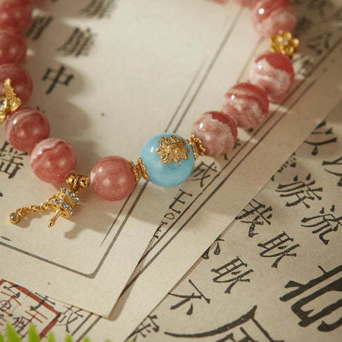 Rhodochrosite & Blue Gem Prosperity Bracelet | Love & Energy