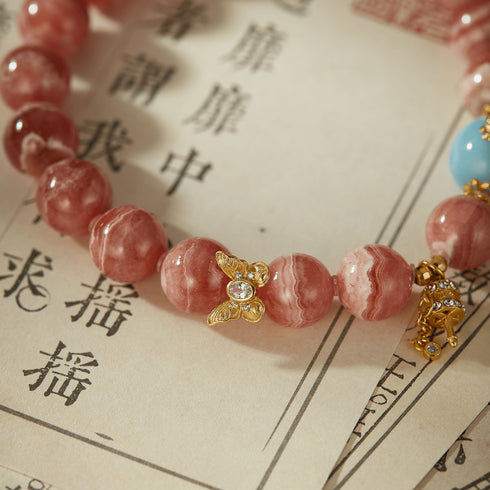 Rhodochrosite & Blue Gem Prosperity Bracelet | Love & Energy