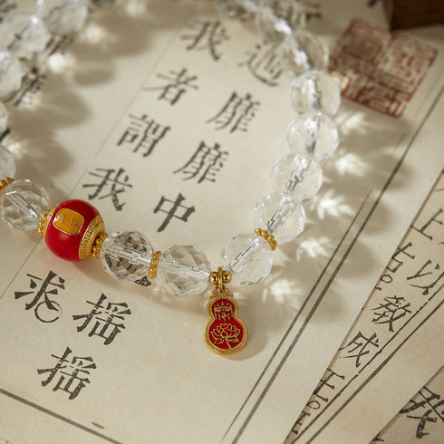 Clear Crystal & Red Prosperity Charm Bracelet | Luck & Energy