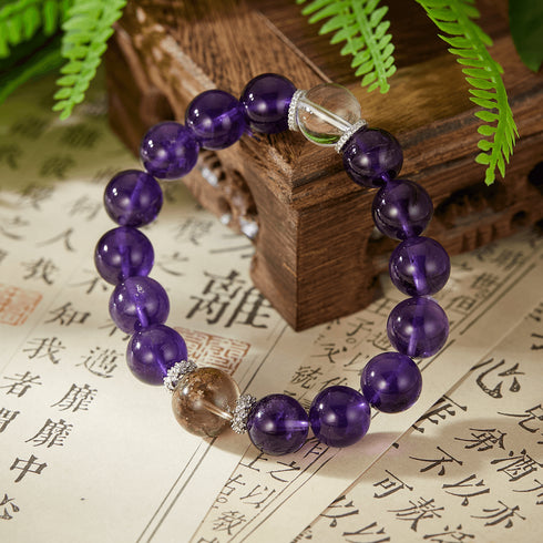 Amethyst & Phantom Quartz Serenity Bracelet | Healing & Prosperity
