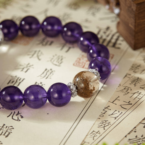 Amethyst & Phantom Quartz Serenity Bracelet | Healing & Prosperity