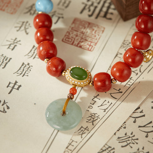 Red Agate & Jade Prosperity Bracelet | Energy & Healing