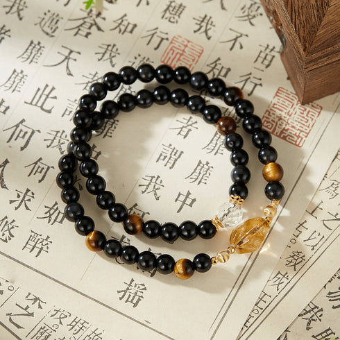 Black Onyx & Tiger Eye Energy Bracelet | Strength & Prosperity