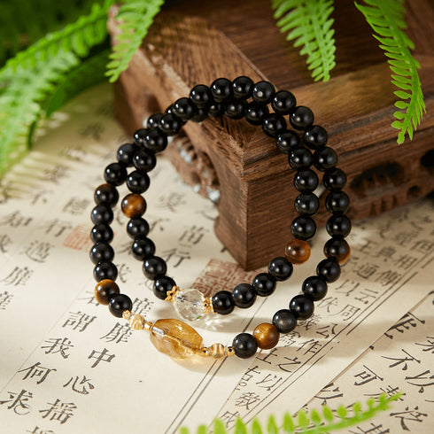 Black Onyx & Tiger Eye Energy Bracelet | Strength & Prosperity