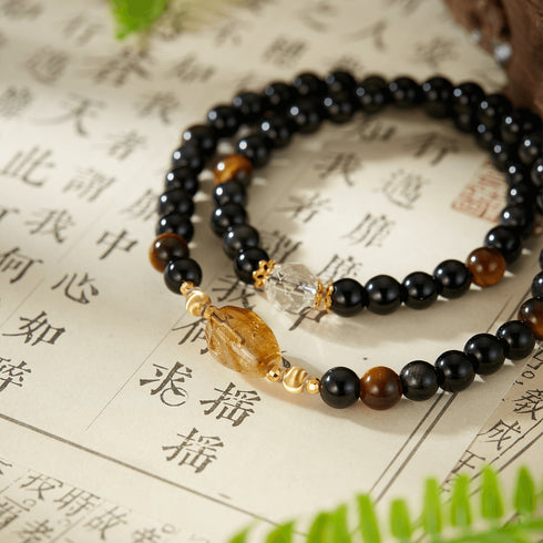 Black Onyx & Tiger Eye Energy Bracelet | Strength & Prosperity