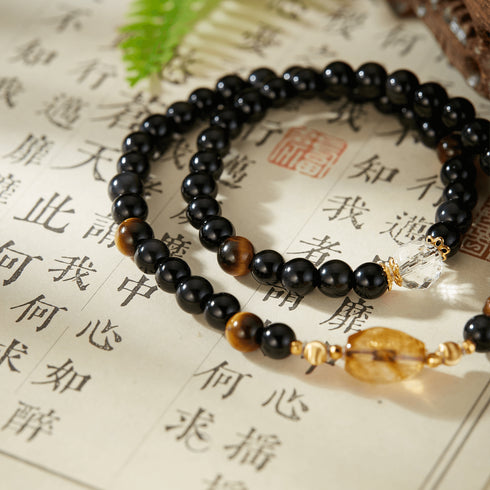 Black Onyx & Tiger Eye Energy Bracelet | Strength & Prosperity
