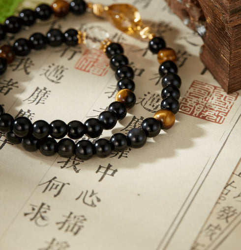 Black Onyx & Tiger Eye Energy Bracelet | Strength & Prosperity