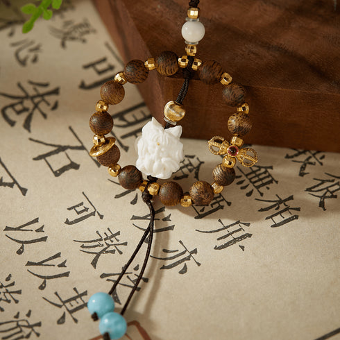 Agarwood & Mammoth Ivory Fox Phone Charm | Energy & Serenity