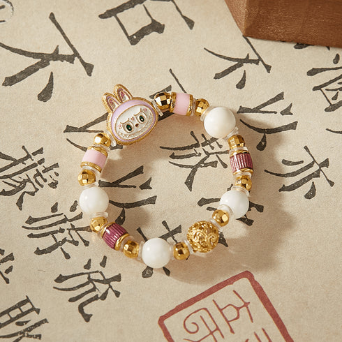 Enamel Bunny Charm Beaded Ring | Luck + Playful Energy