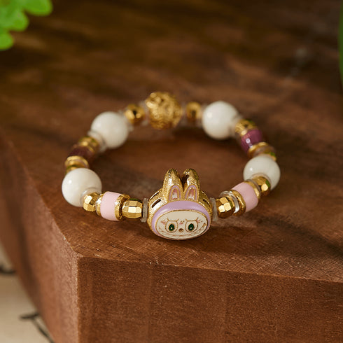 Enamel Bunny Charm Beaded Ring | Luck + Playful Energy