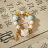 Larimar & White Bead Ring with Fox Charm | Luck + Serenity