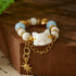 Larimar & White Bead Ring with Fox Charm | Luck + Serenity