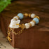 Larimar & White Bead Ring with Fox Charm | Luck + Serenity