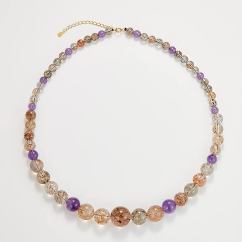Rutilated Quartz & Amethyst Energy Necklace | Healing & Prosperity