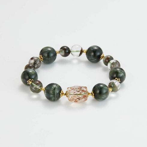 Green Phantom & Rutilated Quartz Bracelet | Growth & Prosperity Energy